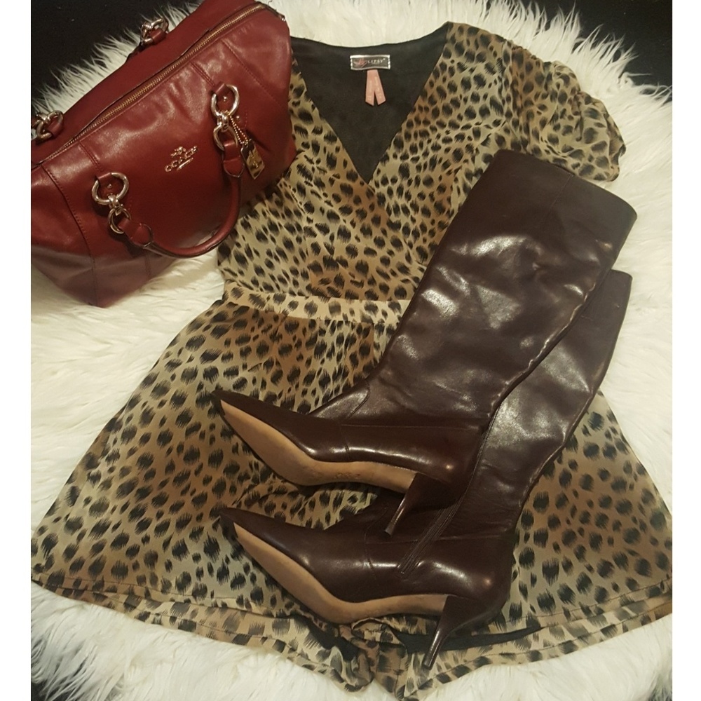Via Spiga Leather Knee High Boots